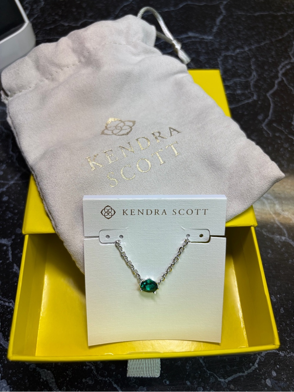 Kendra Scott Cailin Necklace with Emerald Green Crystal